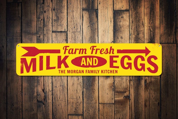 Download Farm Fresh Milk & Eggs Sign Personalized Family Name Kitchen