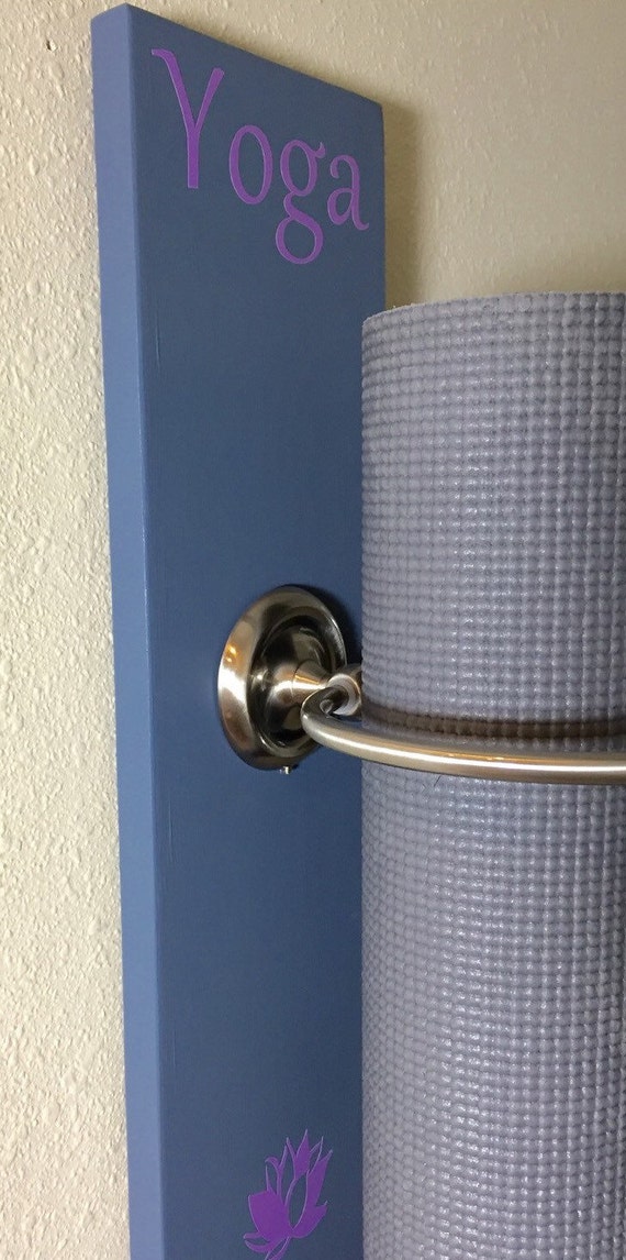 Blue yoga mat holder handmade mat holder yoga studio by YogaWares