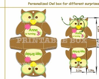 Owl favor box | Etsy