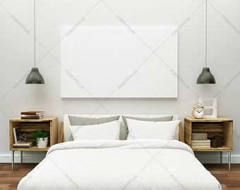 Poster Frame Photography Style / Bedroom Wall Mockup / Wall Art Mockup/ Canvas Mockup / poster mockup / Interior Wall art Mockup /
