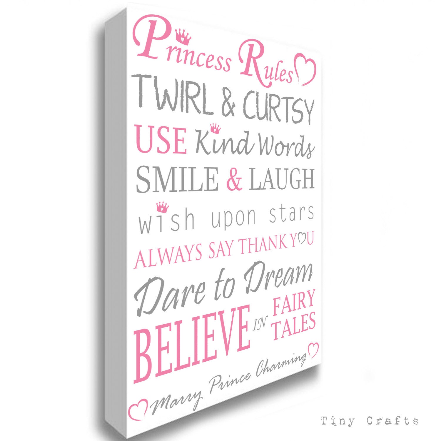 Princess Rules Canvas Print Picture Wall Art Sign Plaque