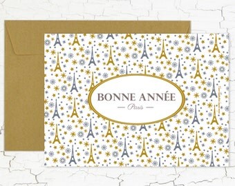 Postcard "Paris, bonne année les flocons"