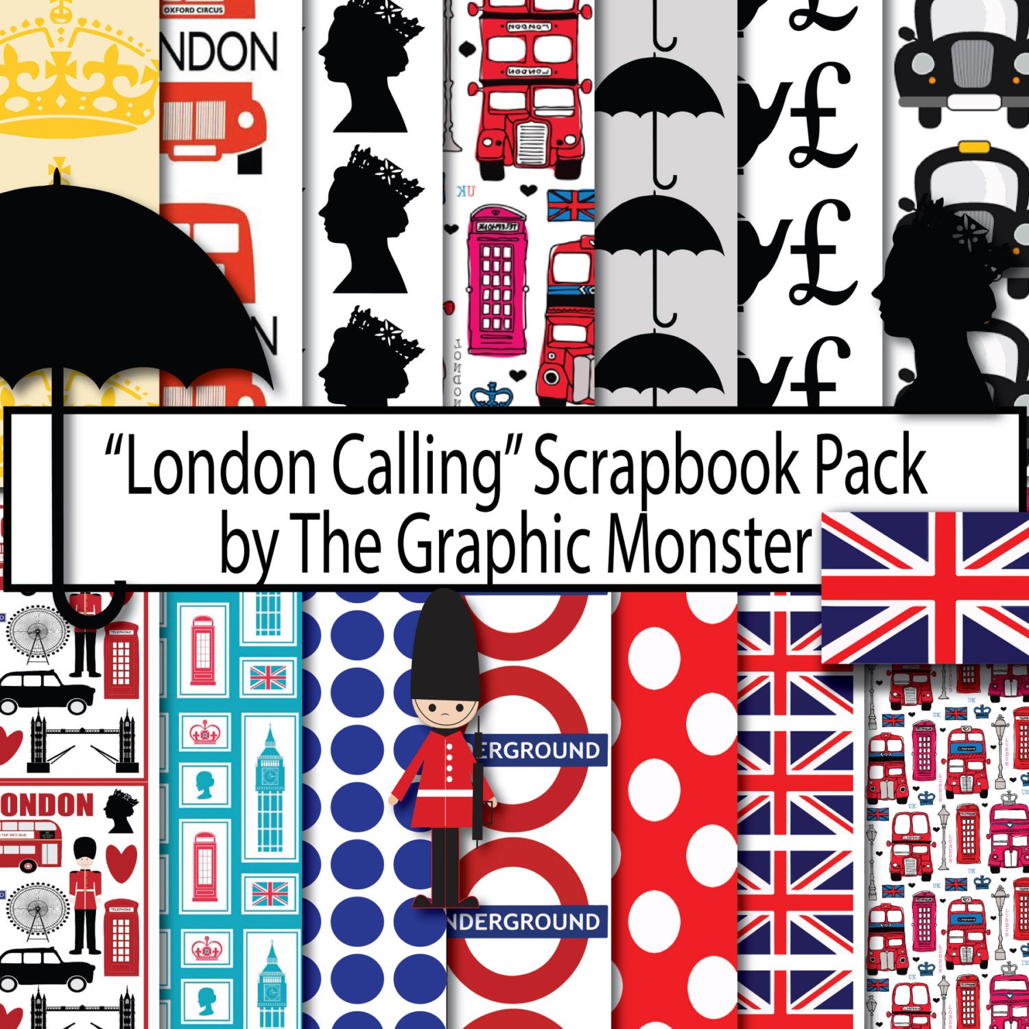 London Digital Paper British Paper Scrapbook Paper London