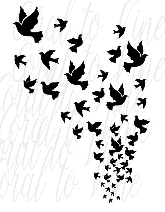 Download doves svg bird feather svg dove flock cut file feather bird