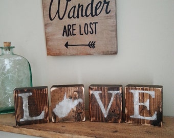 Rustic West Virginia Blocks, REVERSIBLE, Love West Virginia, West Virginia Home, West Virginia Sign, West Virginia Decor, WV Decor, 3.5x14