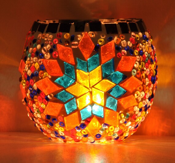 Lovely Turkish mosaic hand made candle holder..