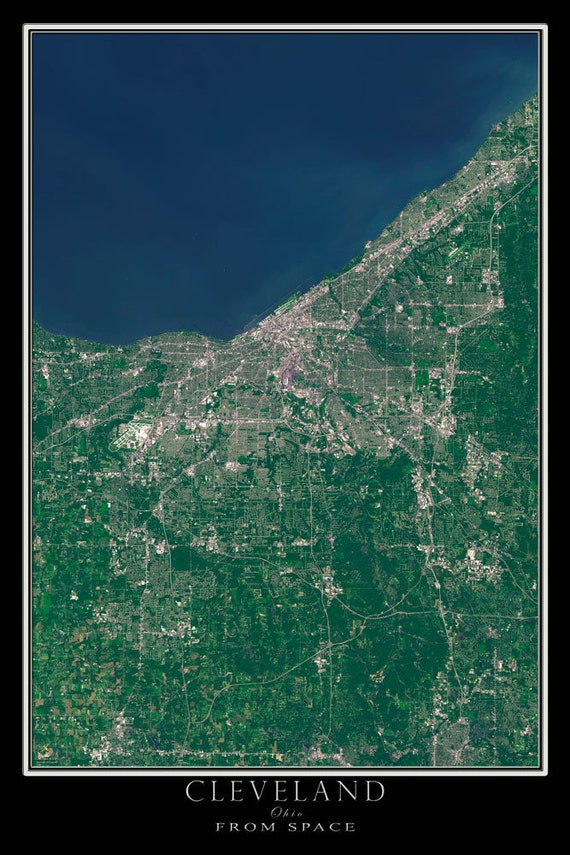 Cleveland Ohio From Space Satellite Poster Map