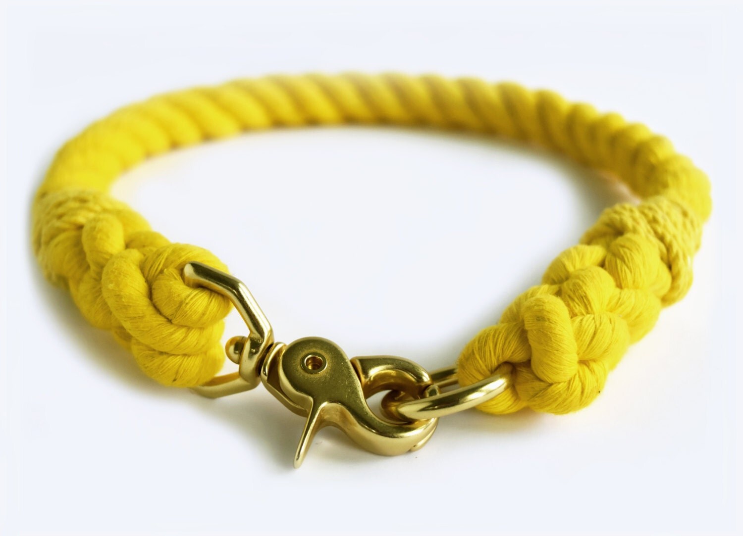 Custom Yellow Rope Dog Collar by MoondogDesignStudio on Etsy