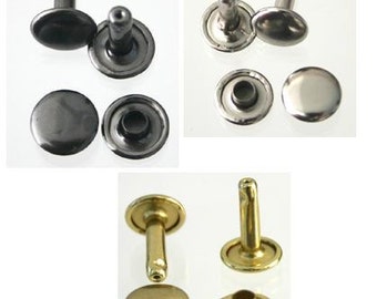 Double Cap Rivets 100 Large Nickel, Brass, or Black Oxide plated