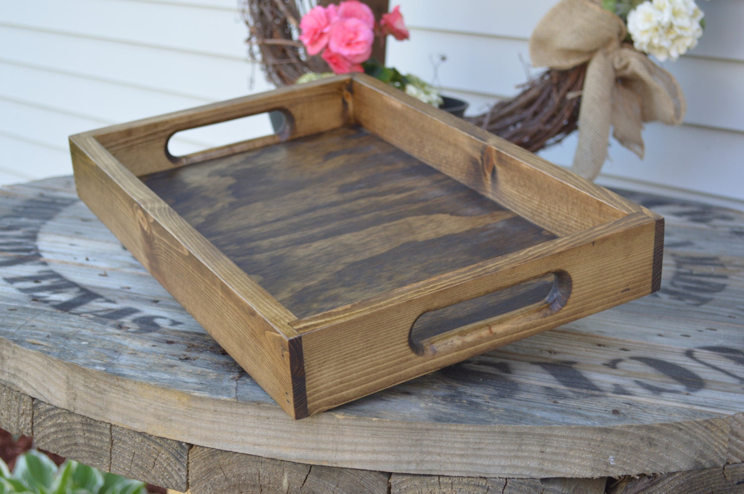Wooden Tray Rustic Wooden Tray Wooden Ottoman Tray Ottoman
