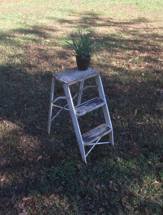 Vintage Metal Step Ladder / Metal Ladder / Decorative Ladder