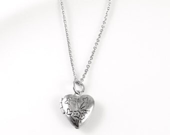 SALE Heart Necklace, Small Locket Heart charm necklace, stainless steel necklace, charm necklace, for her, confirmation gift, teen girl
