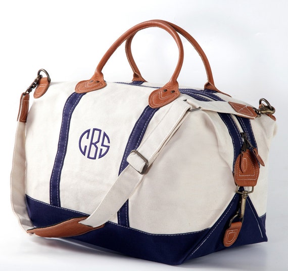 Items similar to Monogrammed Weekender Canvas Tote on Etsy