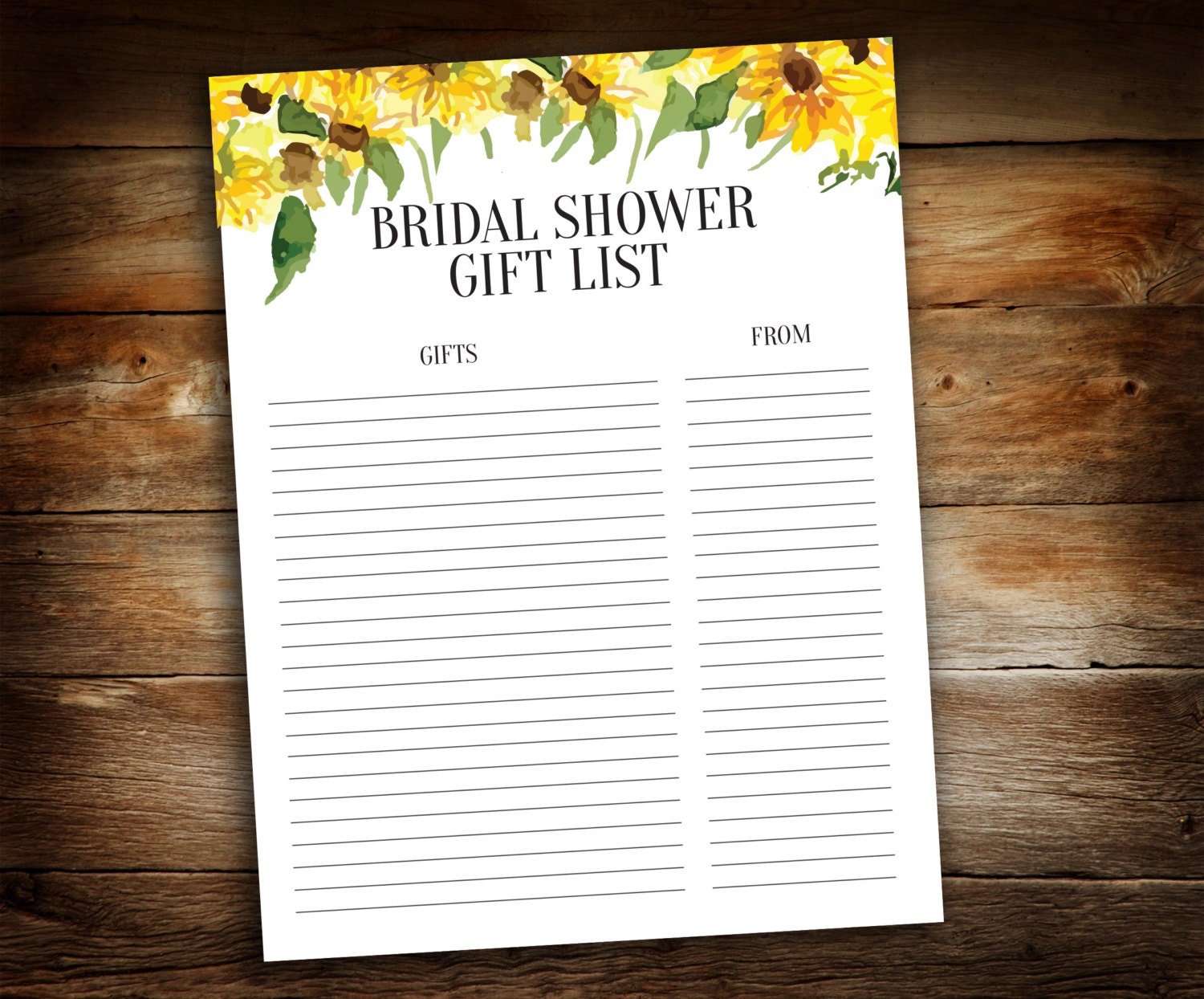 Bridal Shower Gift List List of Received by GalleriaDesignStudio