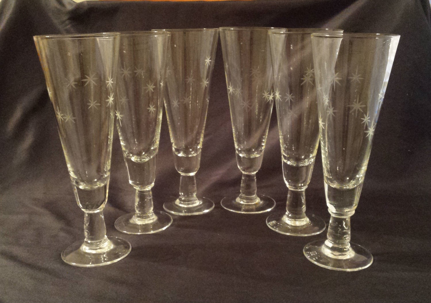 STARBURST BEER PILSNER Glasses Etched Parfait Retro