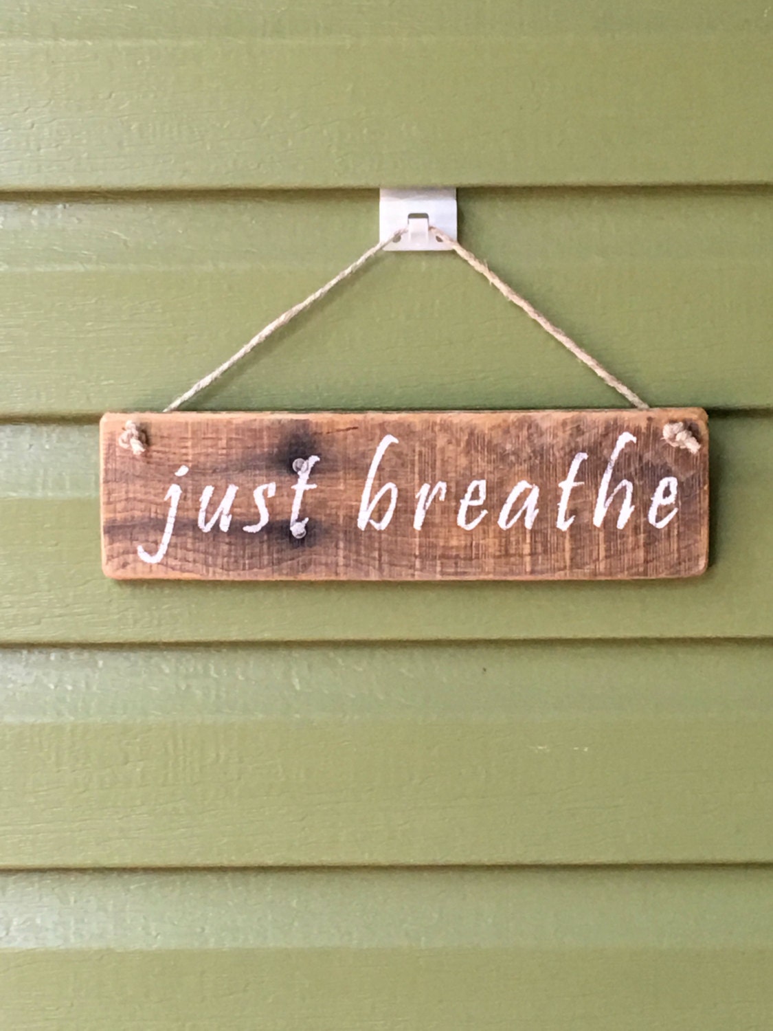 Just Breathe Wood Sign Rustic Wood Sign Rustic Wooden Sign
