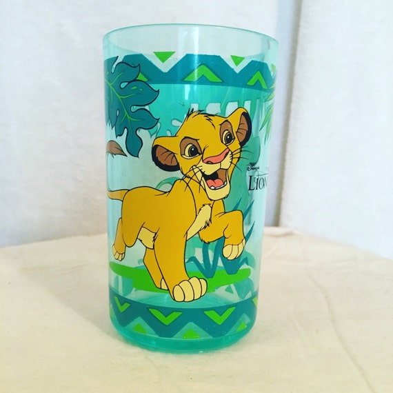 Vintage Lion King Cup Retro Disney Simba Teal Green Blue Juice