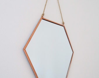 Medium size hexagonal copper mirror