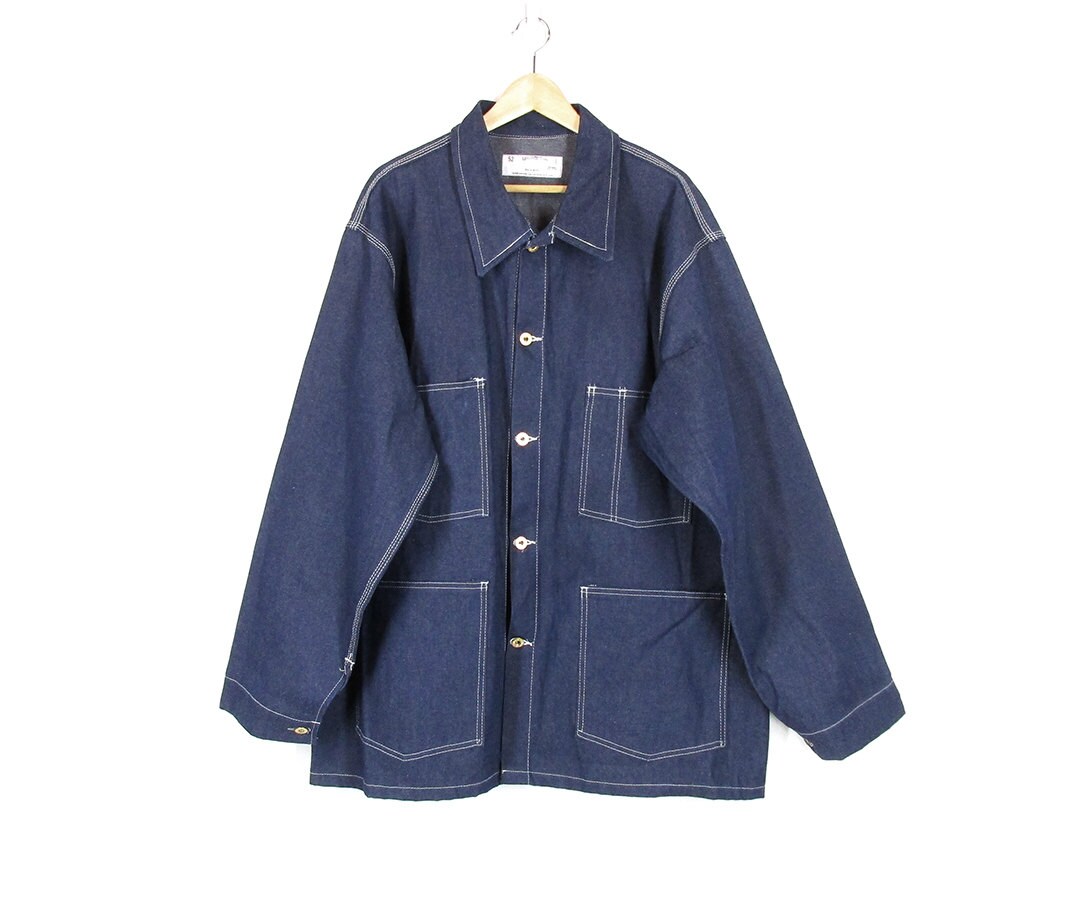 Vintage Denim Railroad Jacket Sanforized Dark Indigo Wash