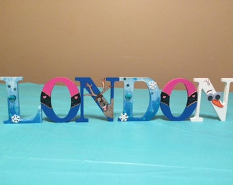 Custom Frozen Inspired Handpainted Letters | For Kids Room Decor, Parties, and Gifts | Spell a name or a word with wooden letters!