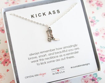 Cowboy Boot Necklace, Kick Ass Boot Jewelry, Graduation Gift, Best Friend Gift, Daughter Gift, Sister Gift, Dainty Necklace