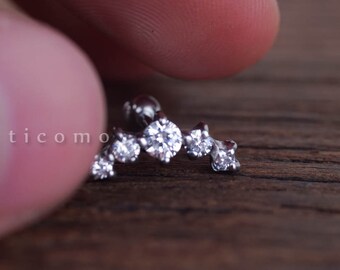 cartilage earring 16g helix earring helix piercing cartilage stud cartilage piercing silver yellow zircon