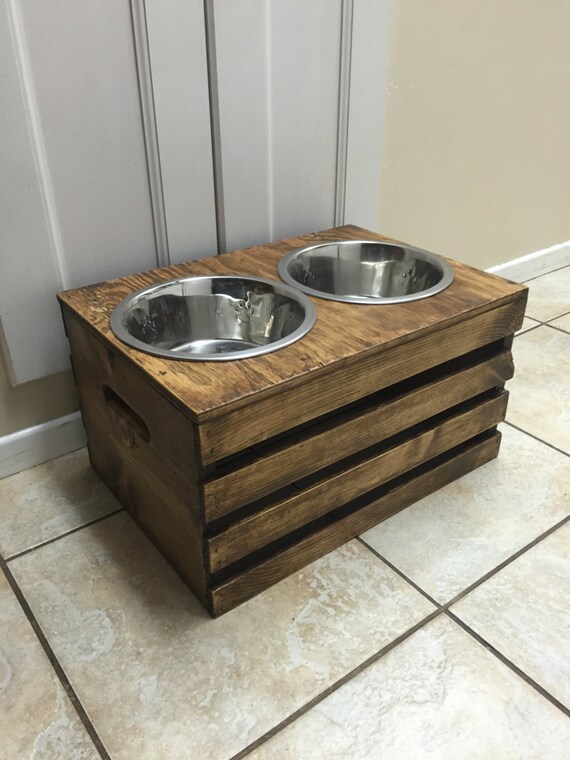 Wine Crate Dog Feeder Large Dog Feeder by SkippersWoodworks