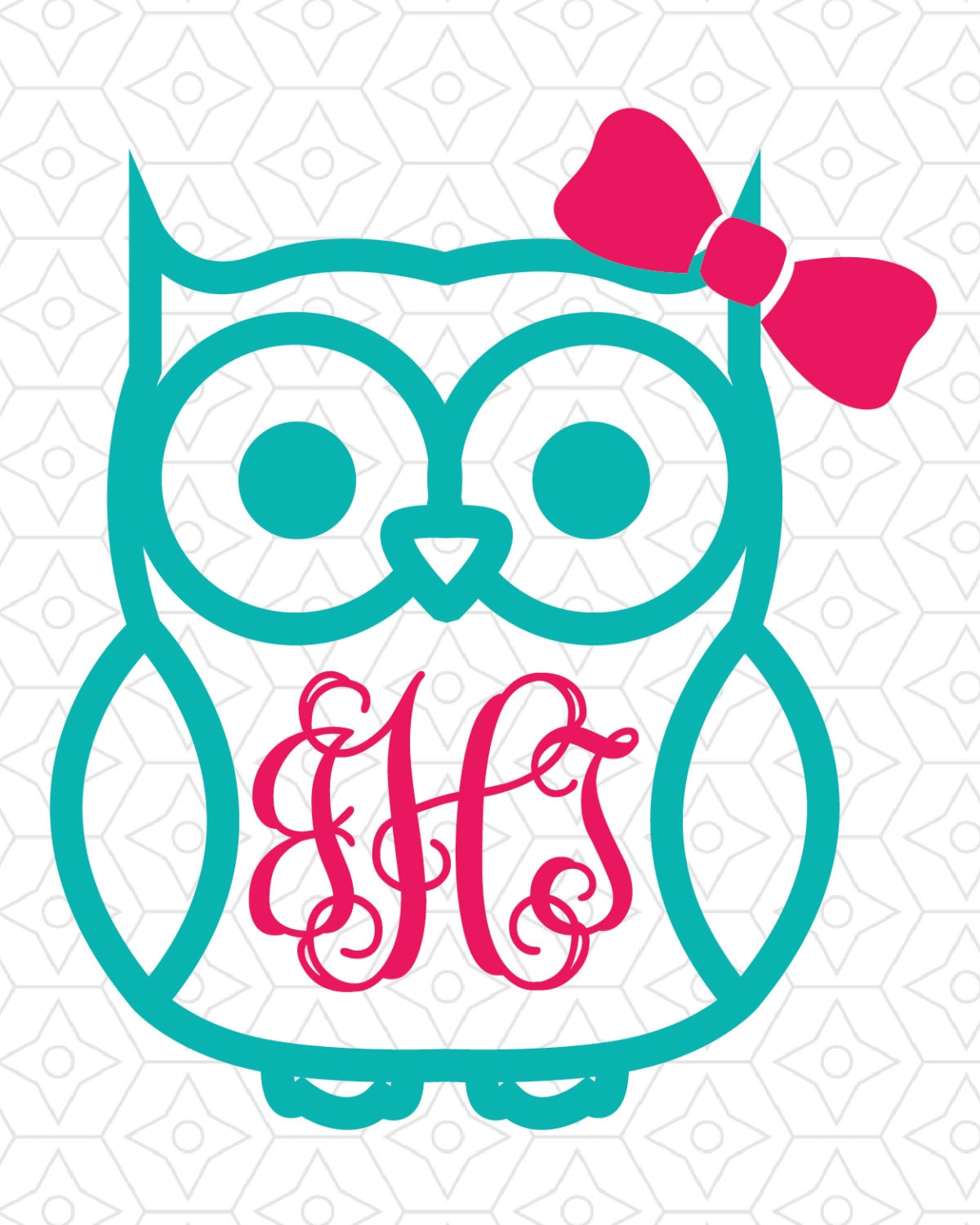 Download Owl with (or without) Bow Monogram Frame Decal Design, SVG ...