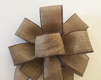 Large Burlap Bow, Wreath Bow, Christmas Tree Topper, Gift Topper Bow, Holiday Bow