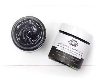 The Clearing: Black Clay & Tea Tree Treatment Face Mask for Oily, Acne Prone Complexions, All Natural, Vegan, Cruelty Free