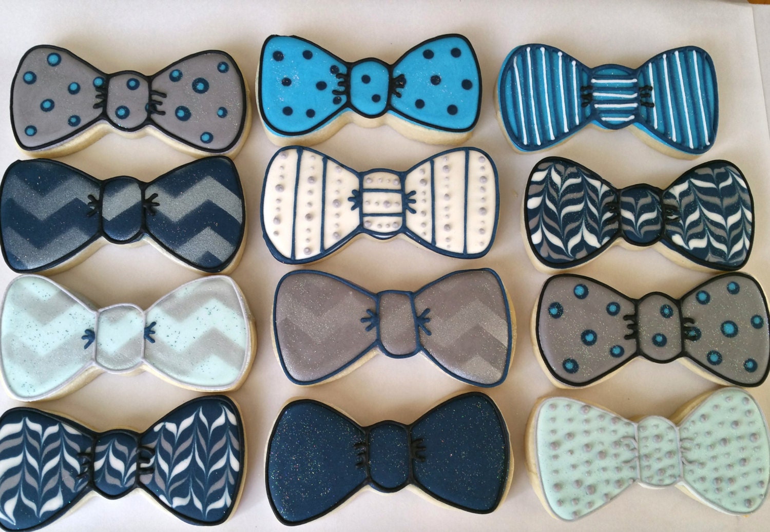 Bow tie cookies royal icing sugar cookies boy baby shower