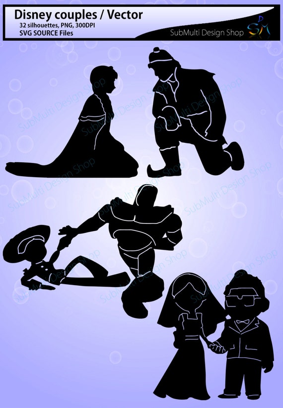 Download 32 Disney couples silhouette SVG / PNG / made for each ...