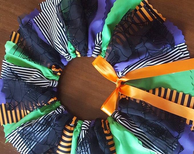 Halloween Tutu Halloween party spooky witch outfit for 1st Halloween spider lace, spiderweb orange green and purple black and white stripes