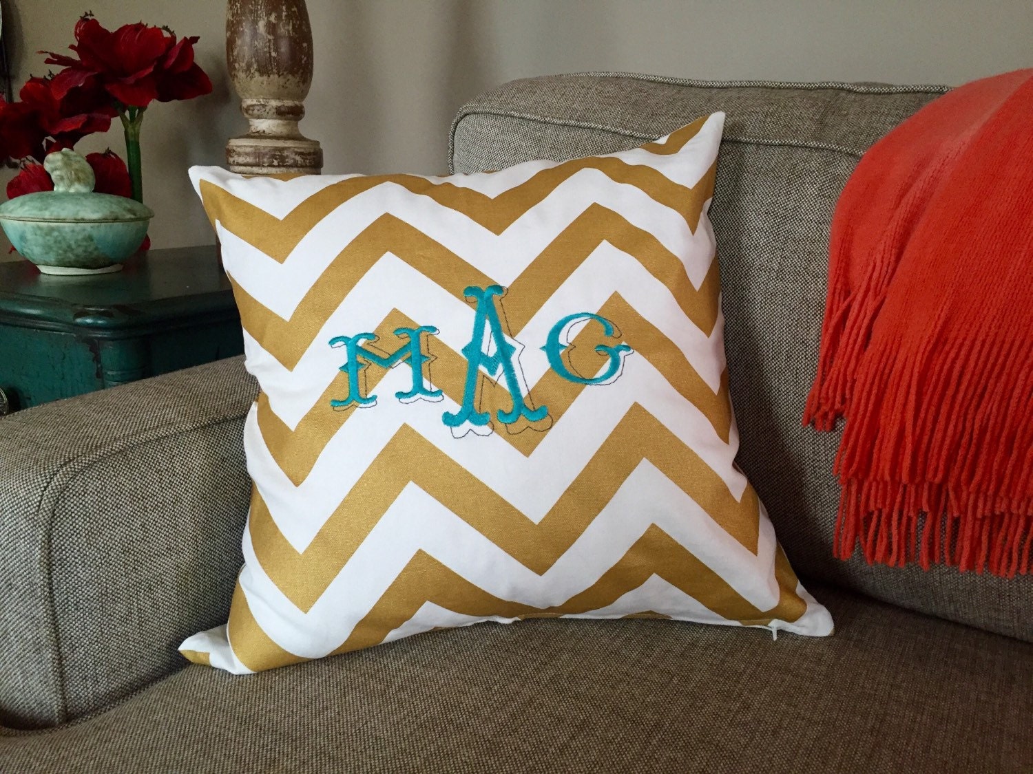 Personlized Canvas Chevron Pillow