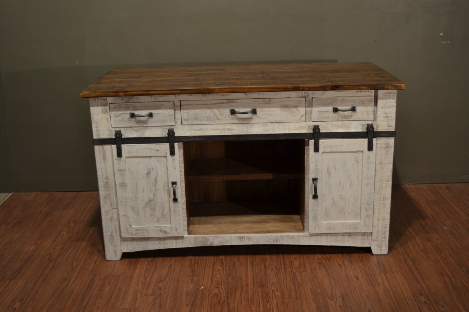 3 Drawer Kitchen Island w/2 sliding doors & 2 Mesh doors