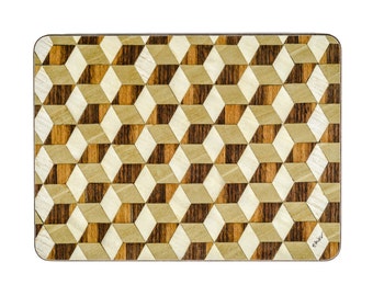 4 Walnut Placemats Geometric Place Mats Modern table mats Art Deco tablemats Placemats Wedding Gift Retro Anniversary Gift for Couple Retro