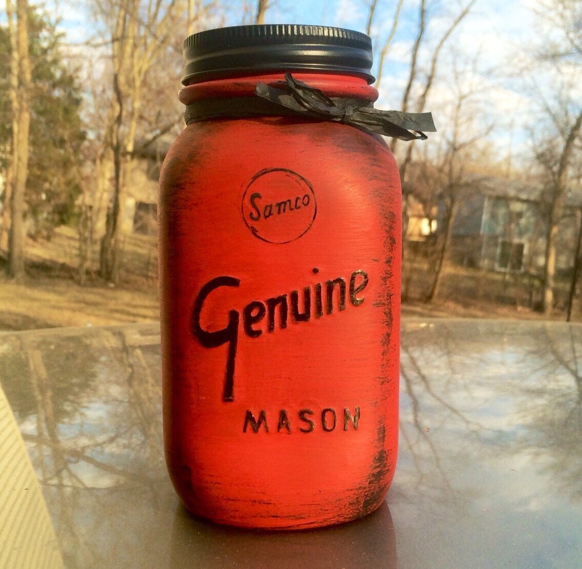 Rustic Red Mason jars Red vintage Mason Jars Rustic Mason