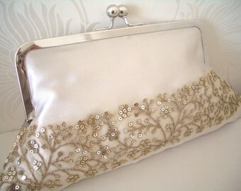 Rose Gold Evening Bag purse clutch bag Sequin Fabric no.1
