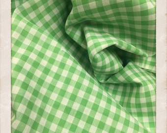 Vintage Gingham Fabric Green. FQ. Light Green Fabric Gingham. Pastel Green Fabric Gingham. Vintage Green Fabric