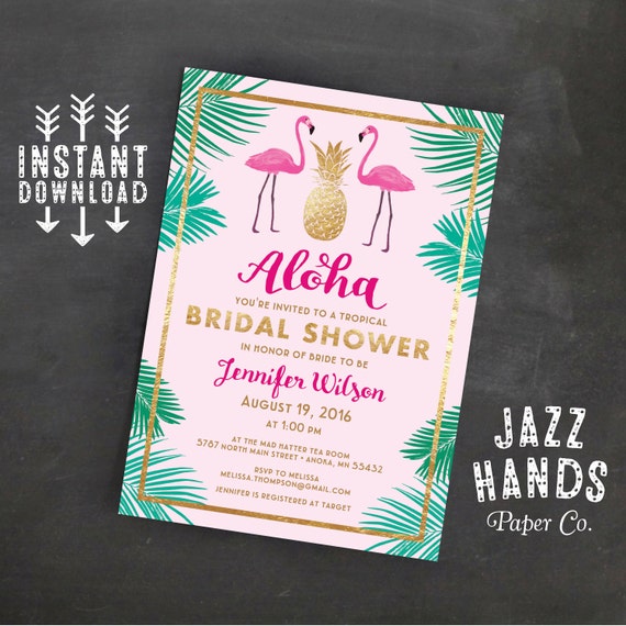 Tropical Bridal Shower Invitations Templates 5