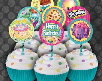 SHOPKINS Inspired Birthday Party Cupcake Circles/Toppers / Instant Download / Digital File