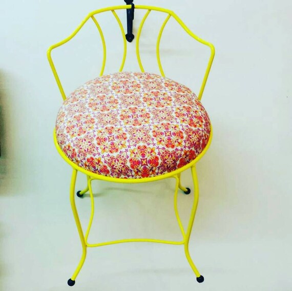 Midcentury Yellow vanity chair/stool make by PricelessTreasures01