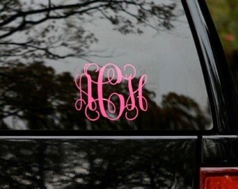 Monogram car decals - custom initial car vinyl - personalized decal