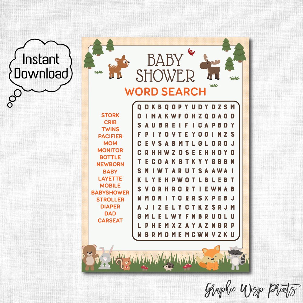 Woodland Word Search Game Printable Word Search Game