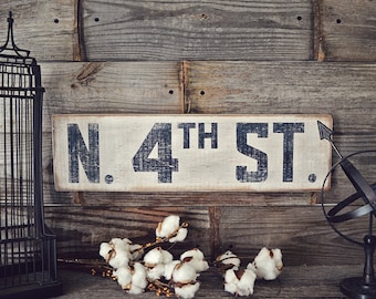 Rustic White Street Sign, Rustic Home Decor, Fixer Upper Sign, Customized Sign, Antique Road Sign, Rustic Road Sign, Fixer Upper Decor