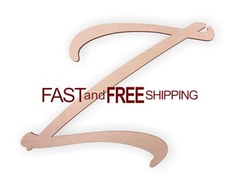 Cursive Wooden Letter "Z", Unfinished, Unpainted -- Perfect for Crafts, DIY, Nursery, Kids Rooms, Weddings – Sizes 2" to 36"