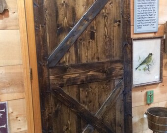 Rustic Barn Door/Farmhouse Door/Hand Crafted Barn Door/Dark Stained Rustic Barn Door/Lodge/Cabin/Rustic