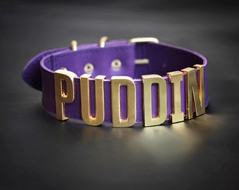 Exclusive Purple PUDDIN Choker Harley Quinn Cosplay Margot Robbie Necklace Suicide Squad Halloween Costume Leather BDSM collar neck belt