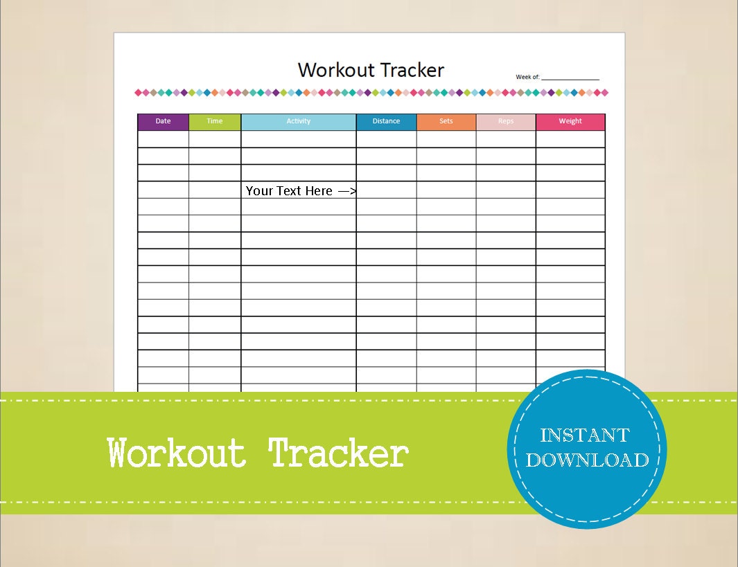 Workout Tracker Fitness Log Health and Fitness Printable