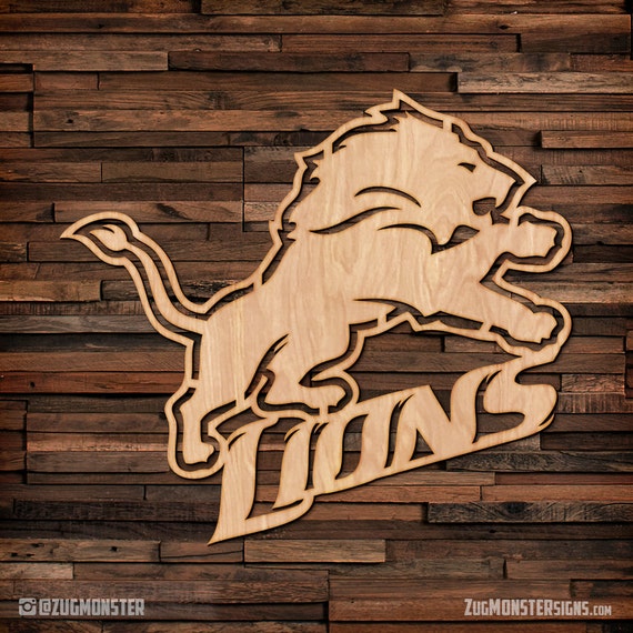Detroit Lions wood hanging wall art 2 by ZUGMONSTER on Etsy